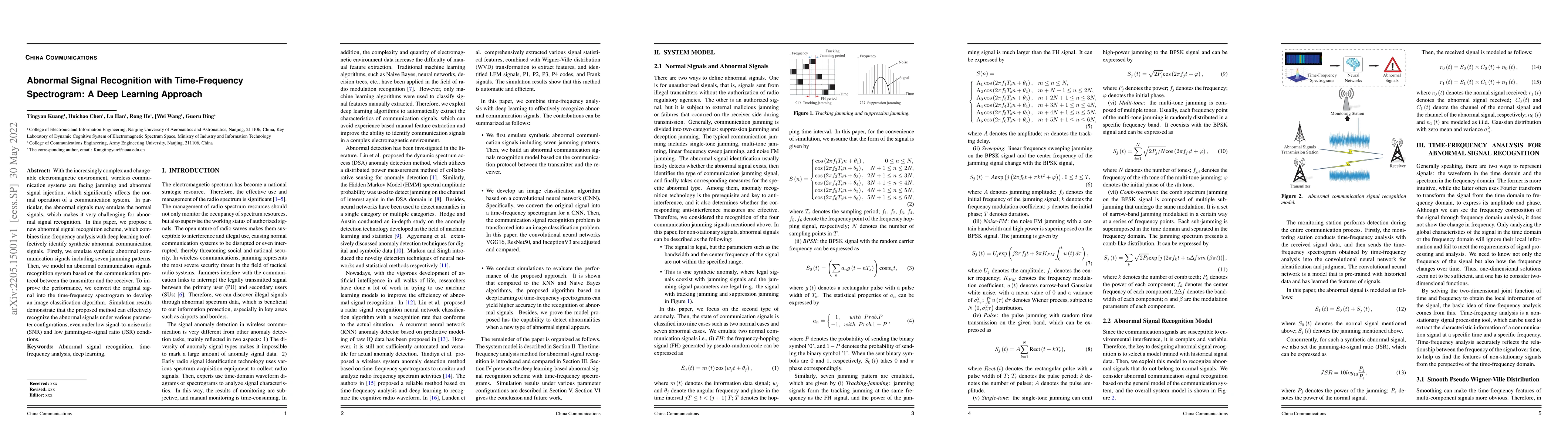 Thumbnail for Abnormal Signal Recognition with Time-Frequency Spectrogram: A Deep
  Learning Approach