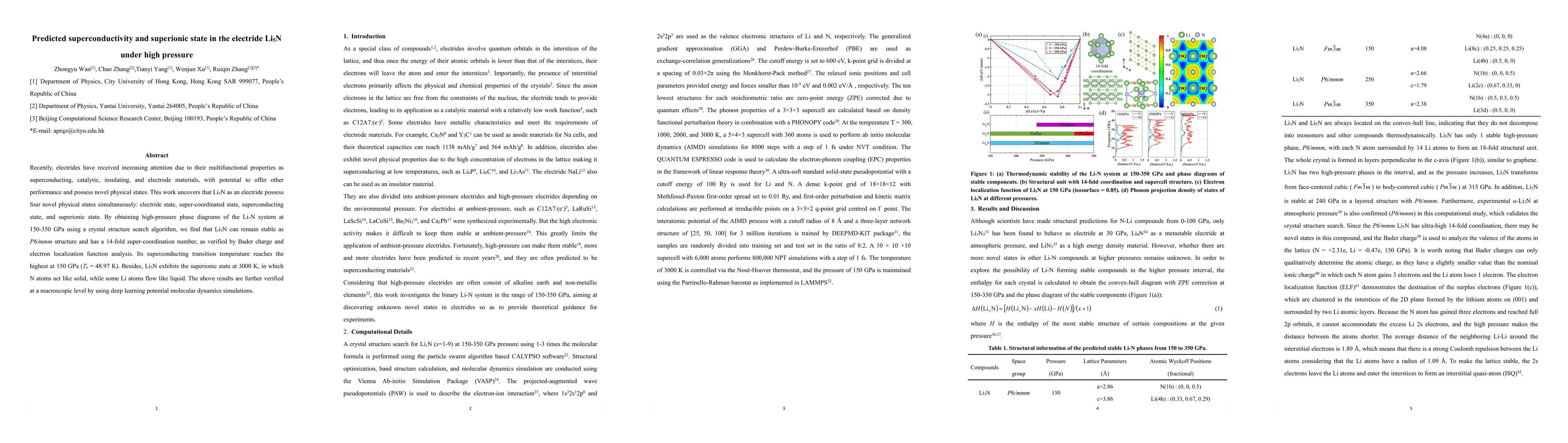 Thumbnail for Predicted superconductivity and superionic state in the electride
  Li$_5$N under high pressure