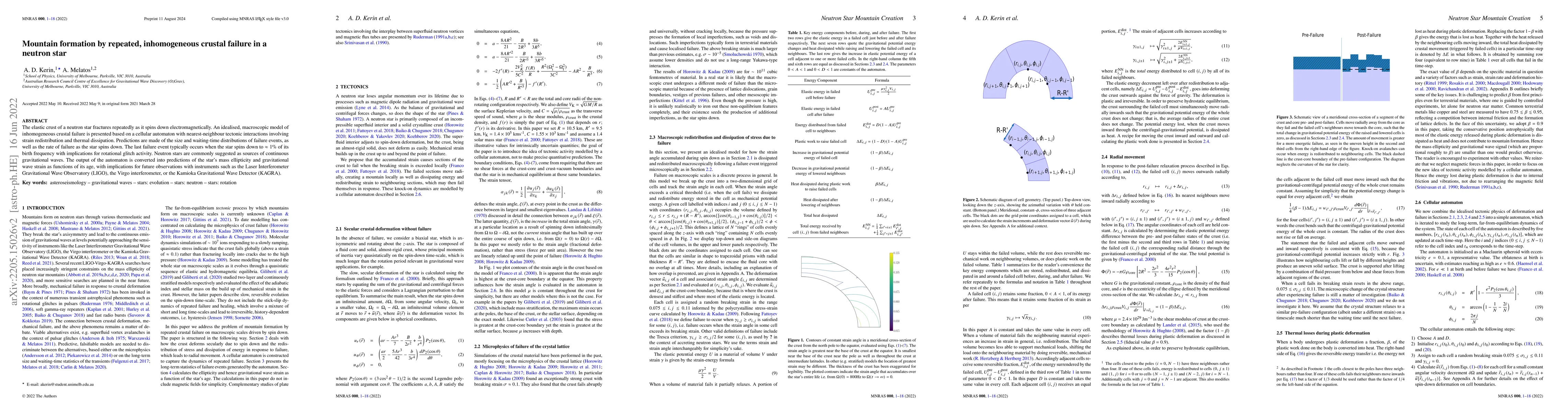 Thumbnail for Mountain formation by repeated, inhomogeneous crustal failure in a
  neutron star