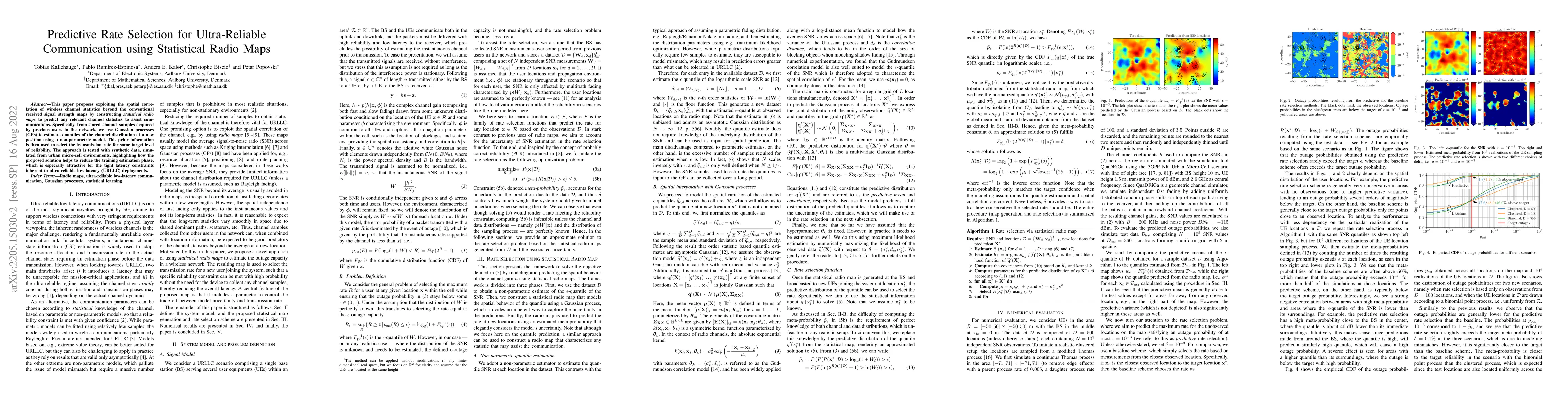 Thumbnail for Predictive Rate Selection for Ultra-Reliable Communication using
  Statistical Radio Maps