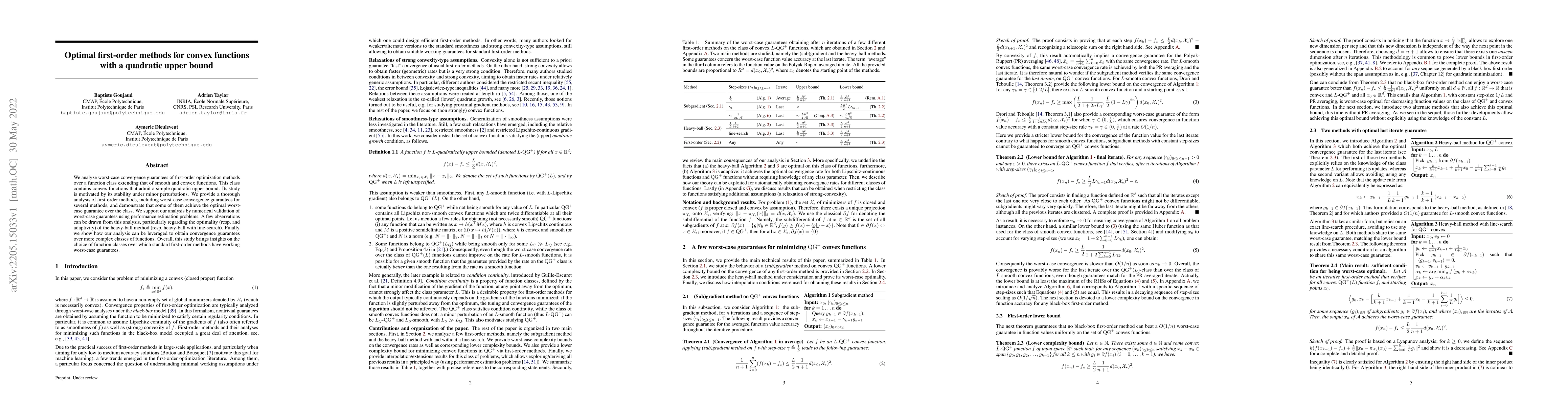 Thumbnail for Optimal first-order methods for convex functions with a quadratic upper
  bound
