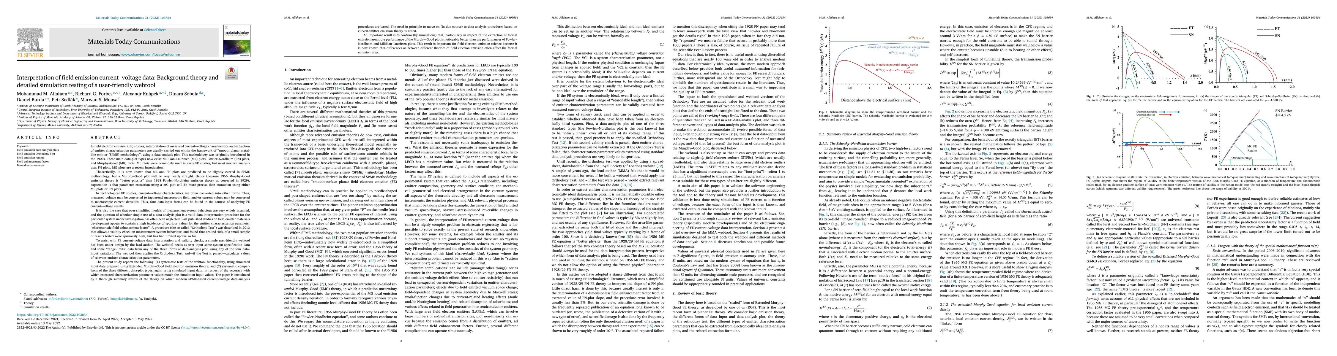 Thumbnail for Interpretation of field emission current-voltage data: background theory
  and detailed simulation testing of a user-friendly webtool