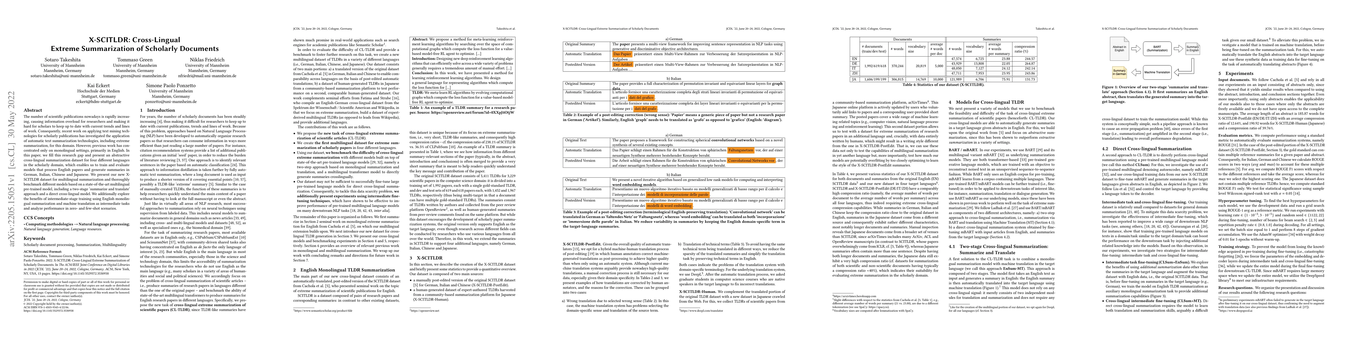 Thumbnail for X-SCITLDR: Cross-Lingual Extreme Summarization of Scholarly Documents