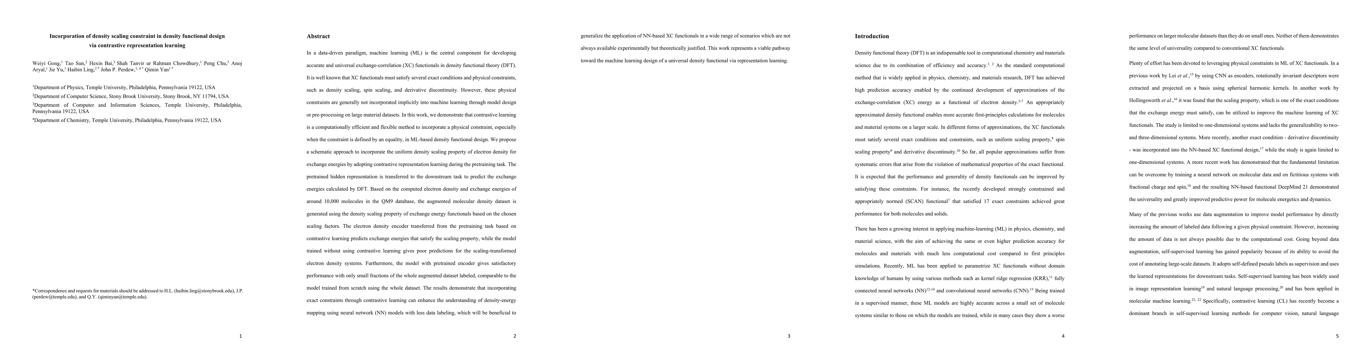Thumbnail for Incorporation of density scaling constraint in density functional design
  via contrastive representation learning