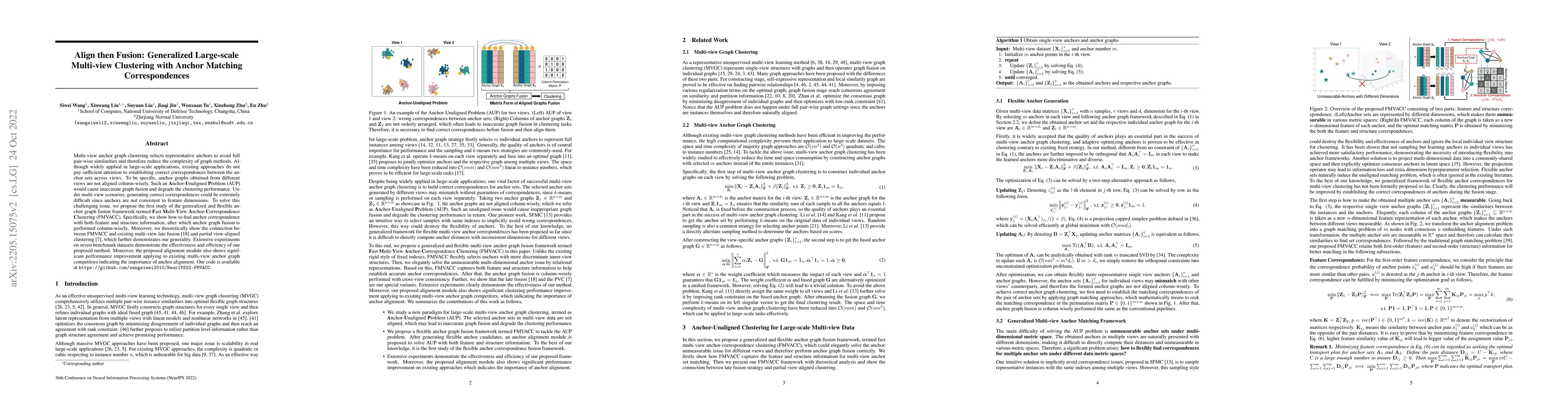 Thumbnail for Align then Fusion: Generalized Large-scale Multi-view Clustering with
  Anchor Matching Correspondences