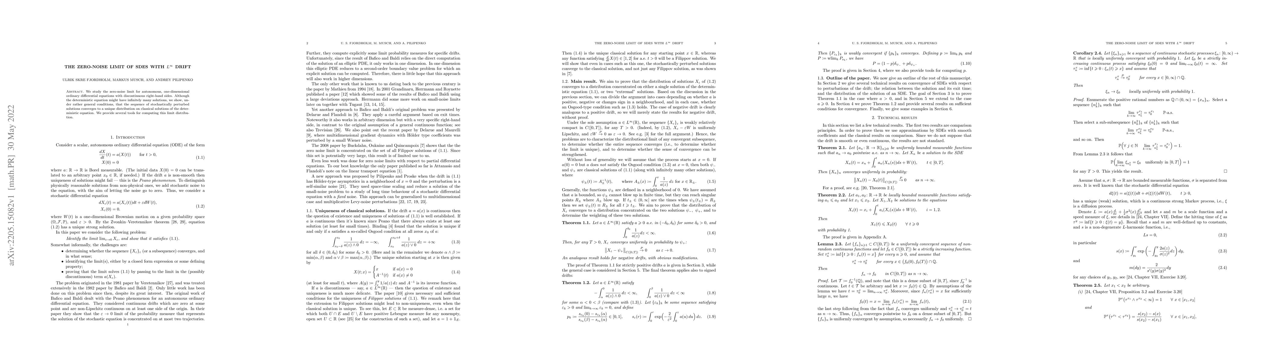 Thumbnail for The zero-noise limit of SDEs with $L^\infty$ drift