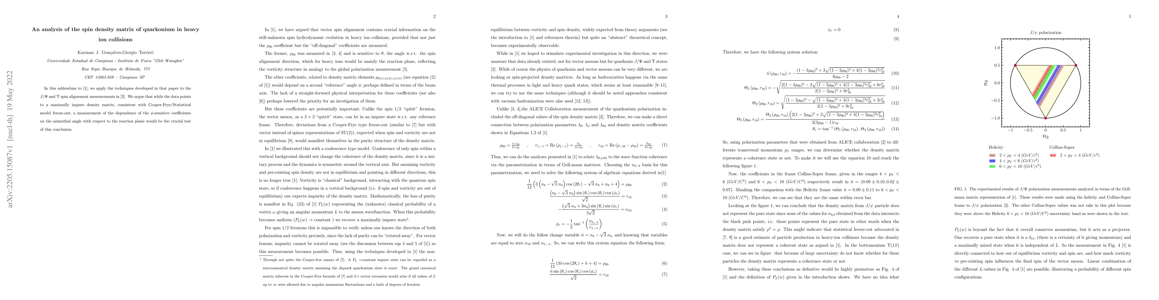 Thumbnail for An analysis of the spin density matrix of quarkonium in heavy ion
  collisions