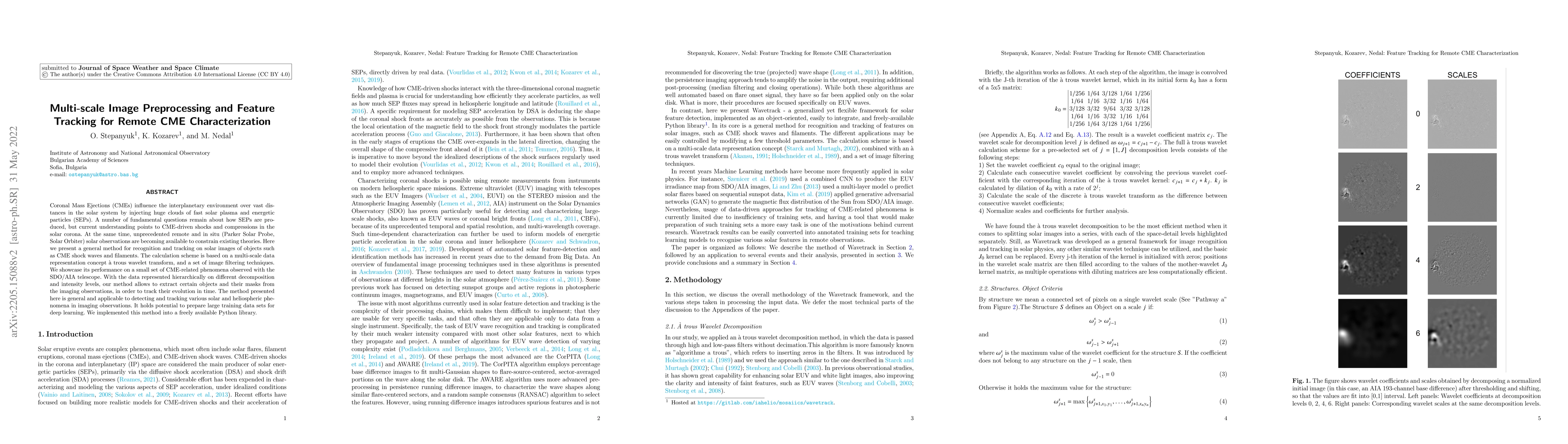 Thumbnail for Multi-Scale Image Preprocessing and Feature Tracking for Remote CME
  Characterization