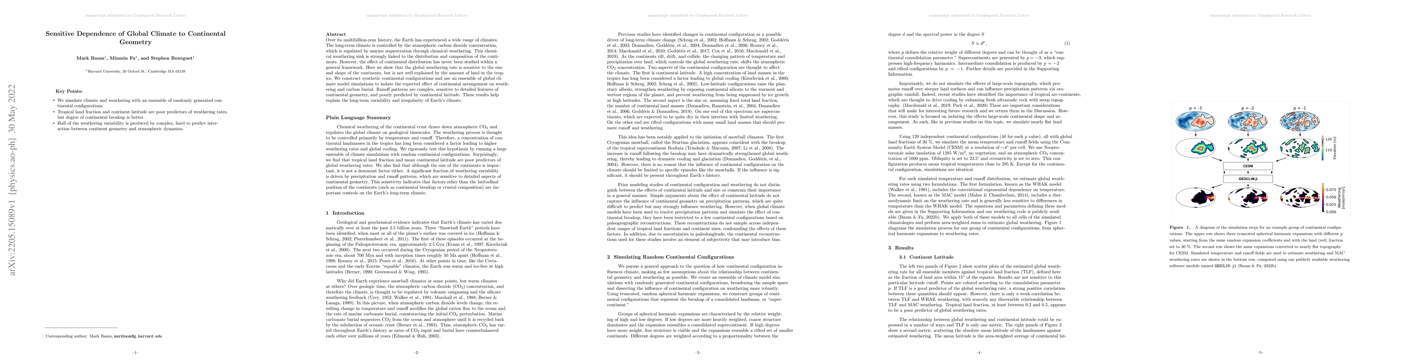 Thumbnail for Sensitive Dependence of Global Climate to Continental Geometry
