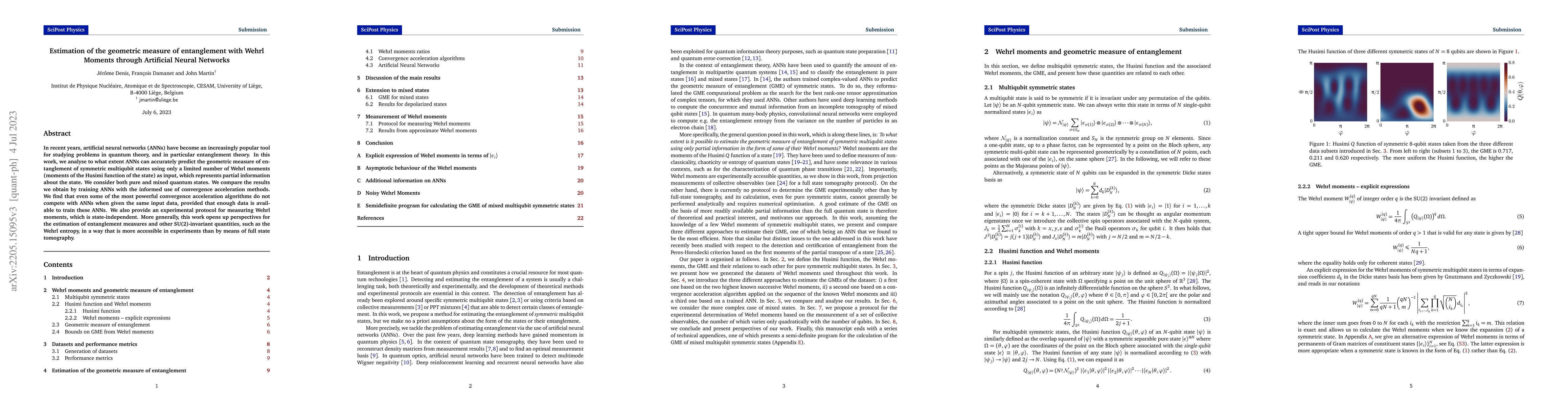 Thumbnail for Estimation of the geometric measure of entanglement with Wehrl Moments
  through Artificial Neural Networks