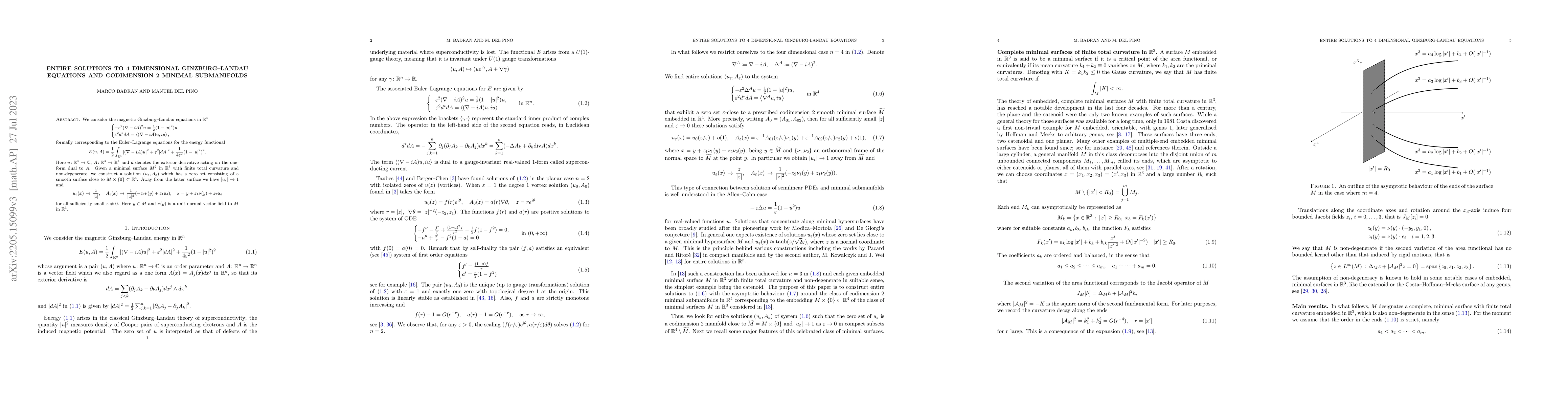 Thumbnail for Entire solutions to 4-dimensional Ginzburg-Landau equations and
  codimension 2 minimal submanifolds
