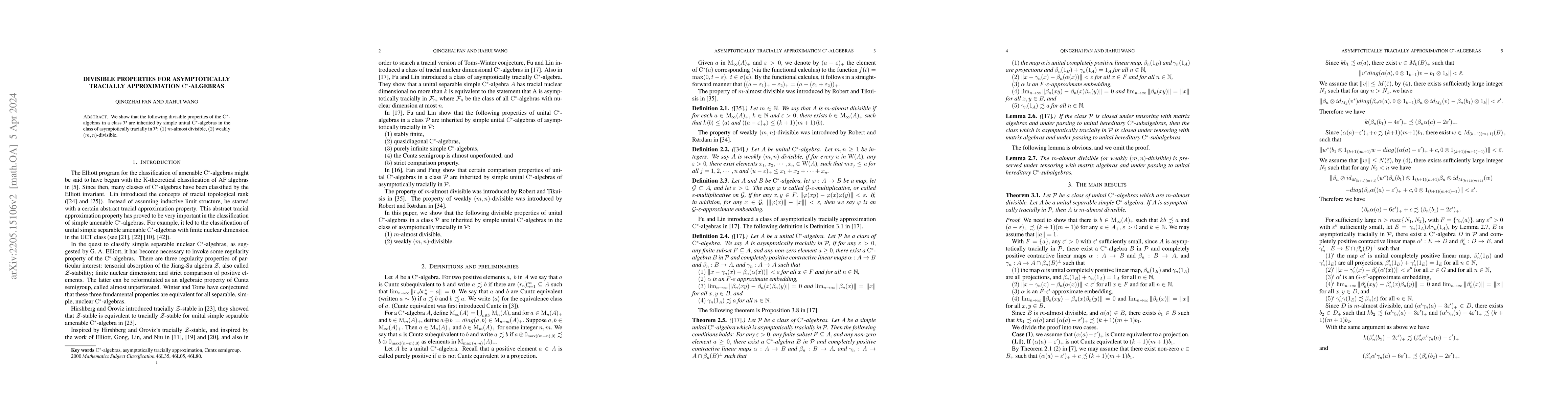 Thumbnail for Divisible properties for asymptotically tracially approximation ${\rm
  C^*}$-algebras
