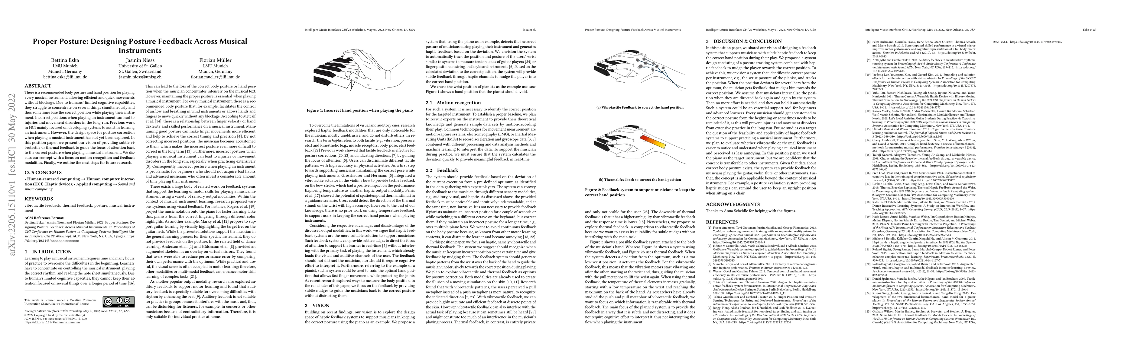 Thumbnail for Proper Posture: Designing Posture Feedback Across Musical Instruments
