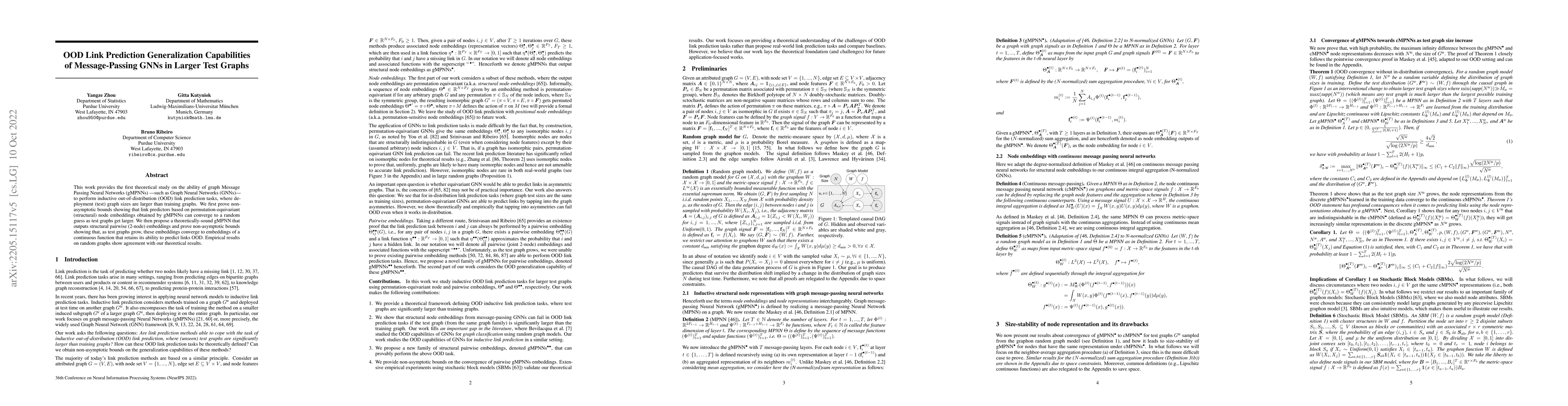 Thumbnail for OOD Link Prediction Generalization Capabilities of Message-Passing GNNs
  in Larger Test Graphs