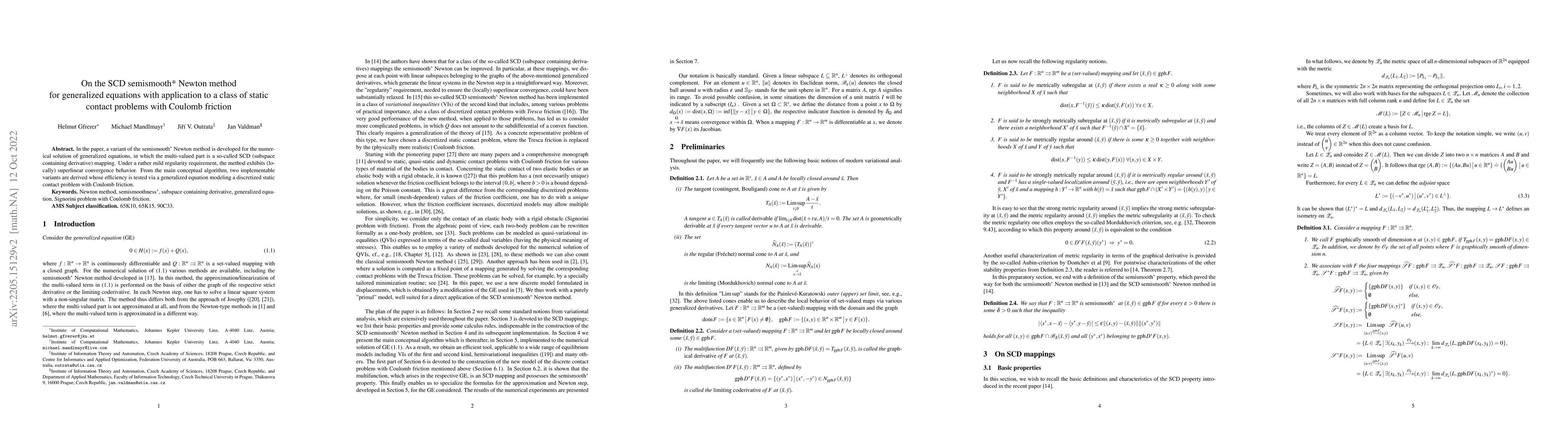 Thumbnail for On the SCD semismooth* Newton method for generalized equations with
  application to a class of static contact problems with Coulomb friction
