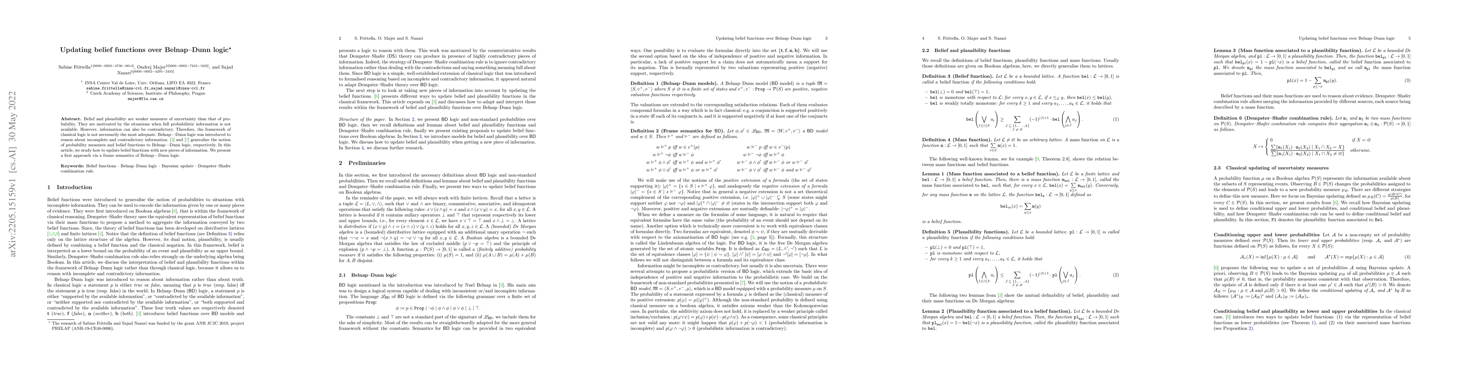 Thumbnail for Updating belief functions over Belnap--Dunn logic