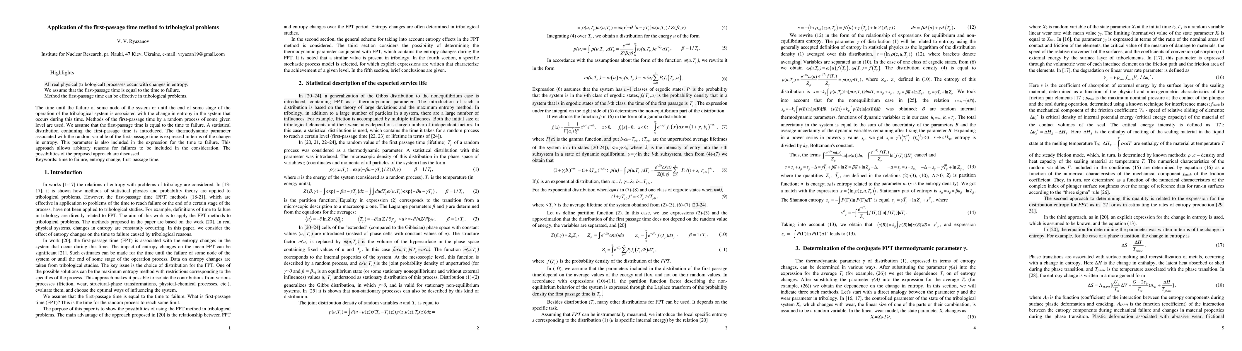 Thumbnail for Application of the first-passage time method to tribological problems