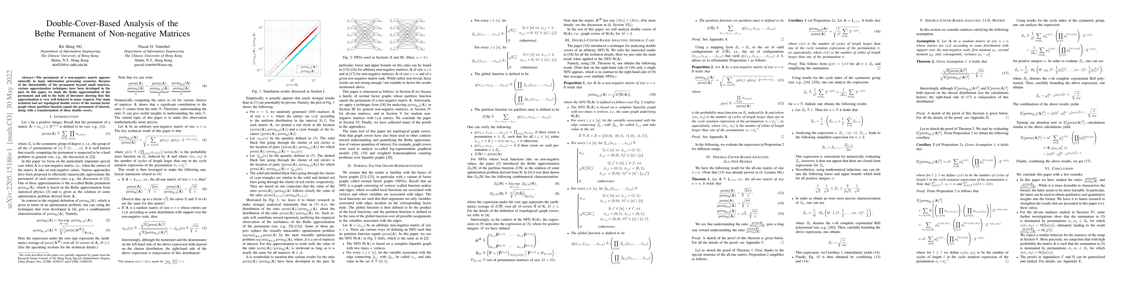 Thumbnail for Double-cover-based analysis of the Bethe permanent of non-negative
  matrices