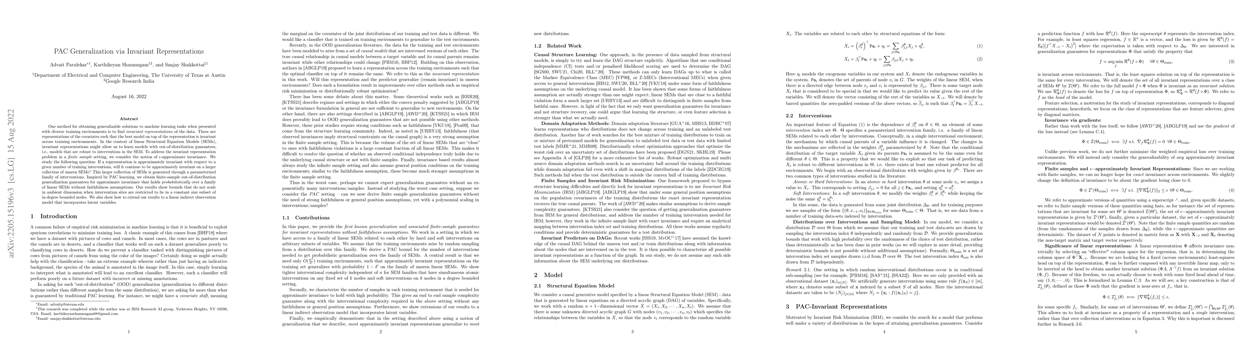 Thumbnail for PAC Generalization via Invariant Representations