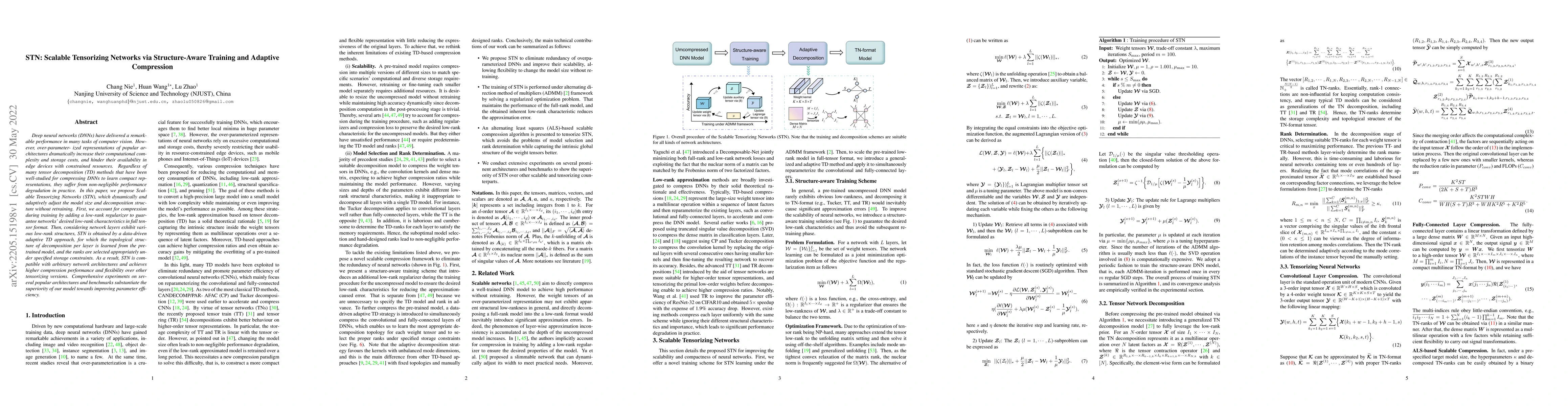 Thumbnail for STN: Scalable Tensorizing Networks via Structure-Aware Training and
  Adaptive Compression