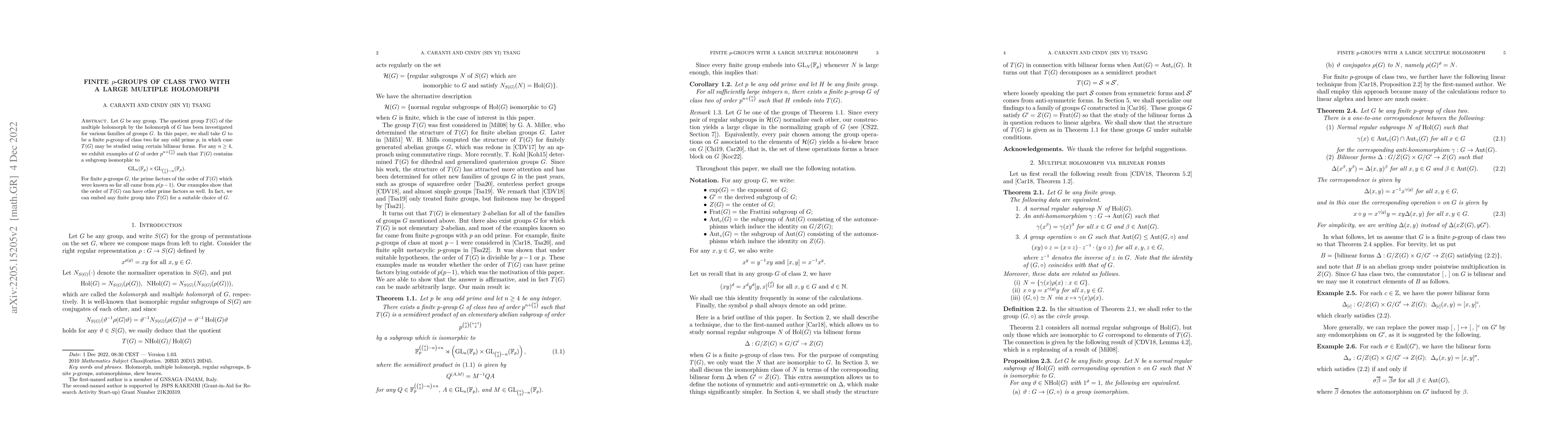 Thumbnail for Finite $p$-groups of class two with a large multiple holomorph
