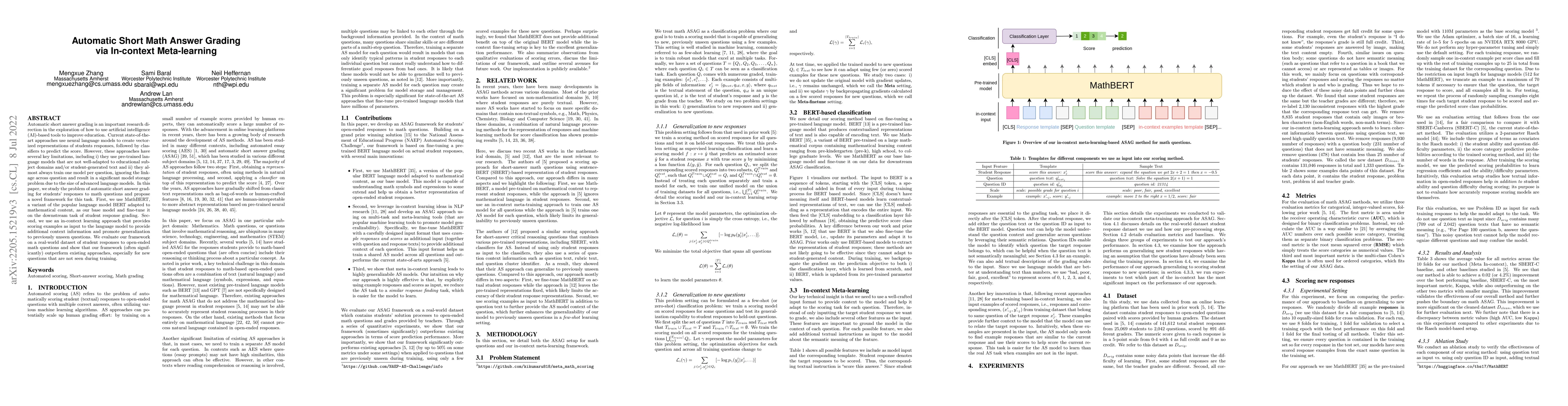 Thumbnail for Automatic Short Math Answer Grading via In-context Meta-learning