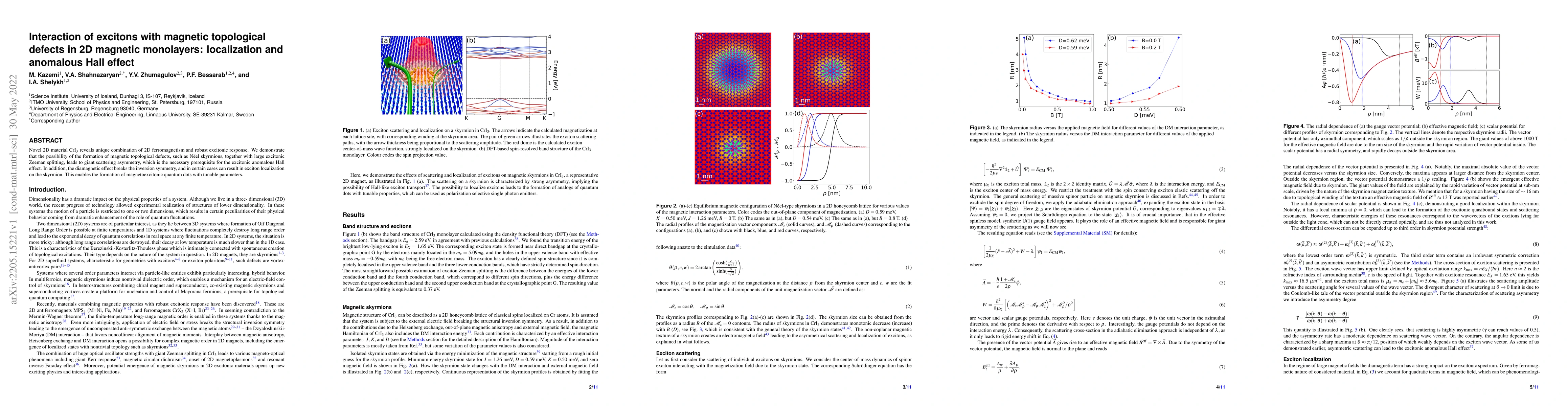Thumbnail for Interaction of excitons with magnetic topological defects in 2D magnetic
  monolayers: localization and anomalous Hall effect