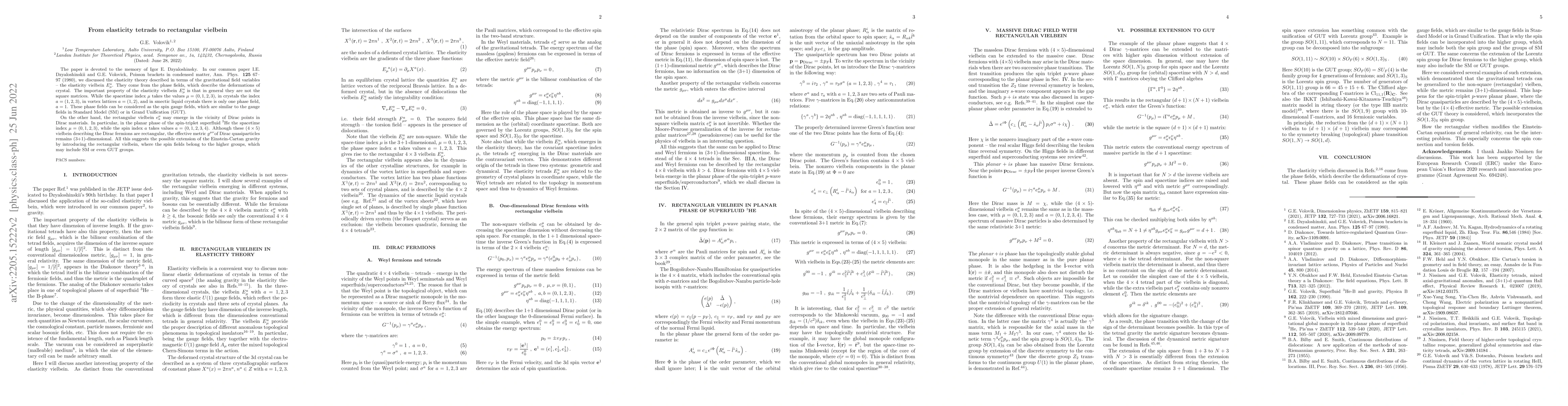 Thumbnail for From elasticity tetrads to rectangular vielbein
