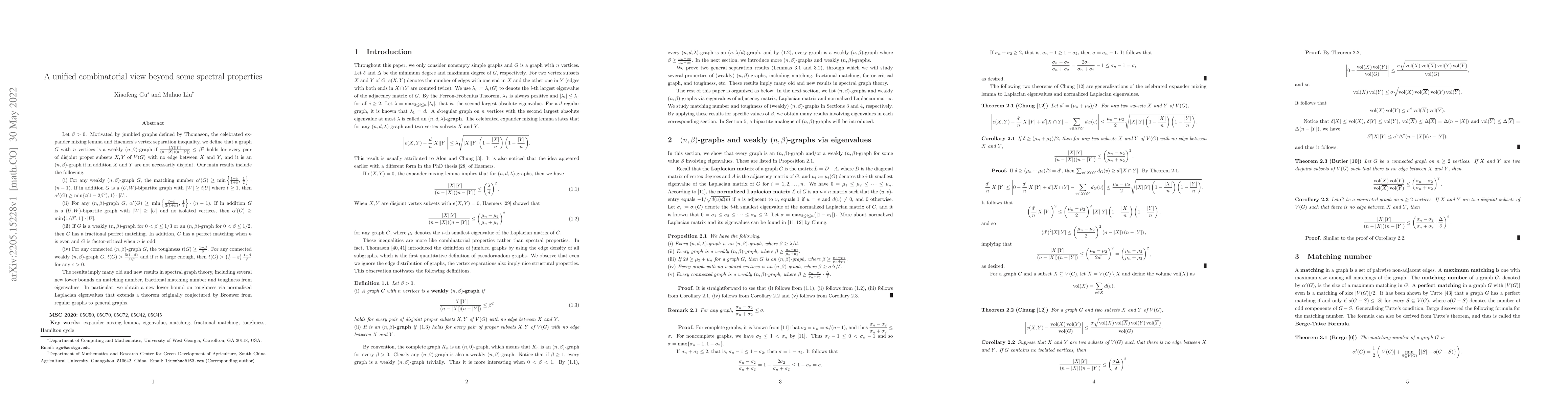 Thumbnail for A unified combinatorial view beyond some spectral properties