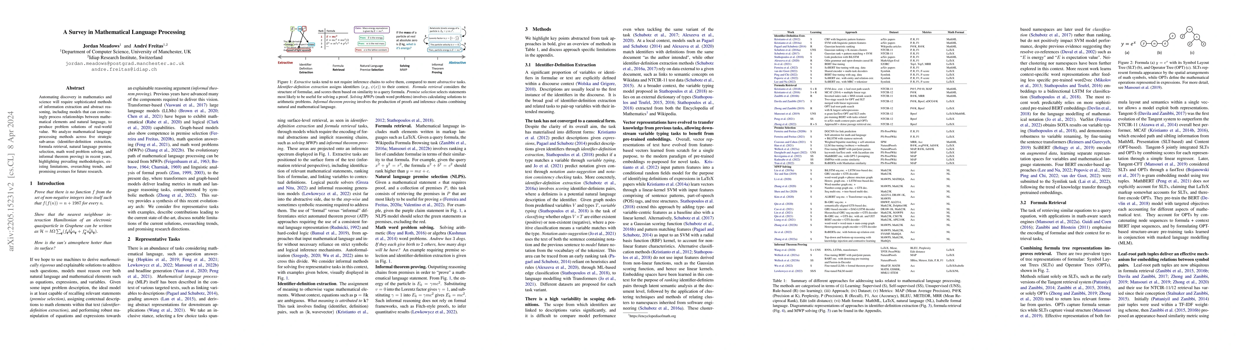 Thumbnail for A Survey in Mathematical Language Processing