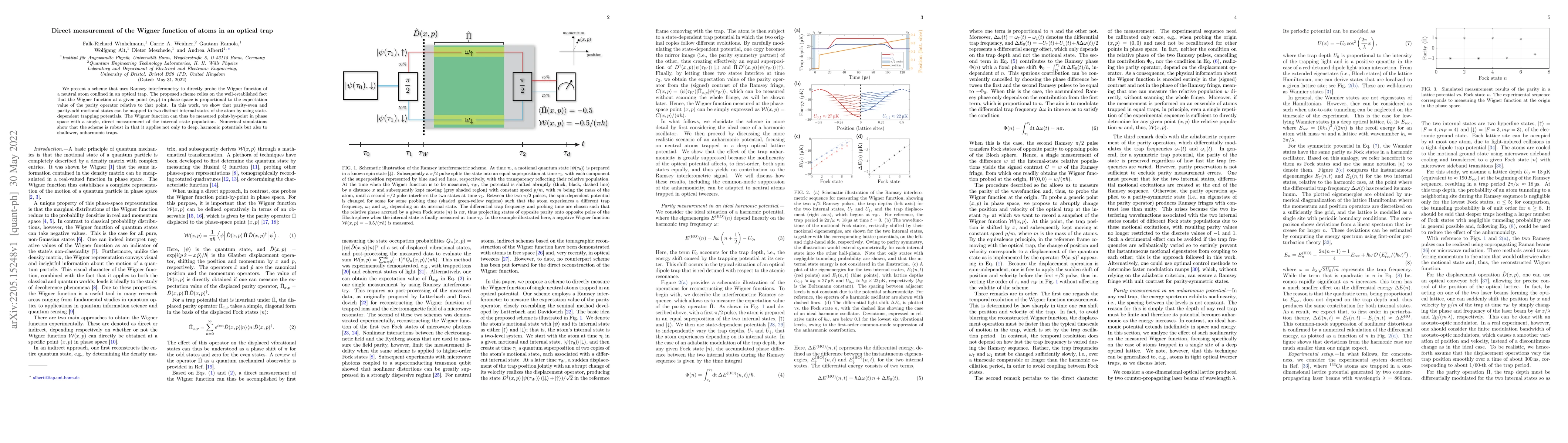 Thumbnail for Direct measurement of the Wigner function of atoms in an optical trap