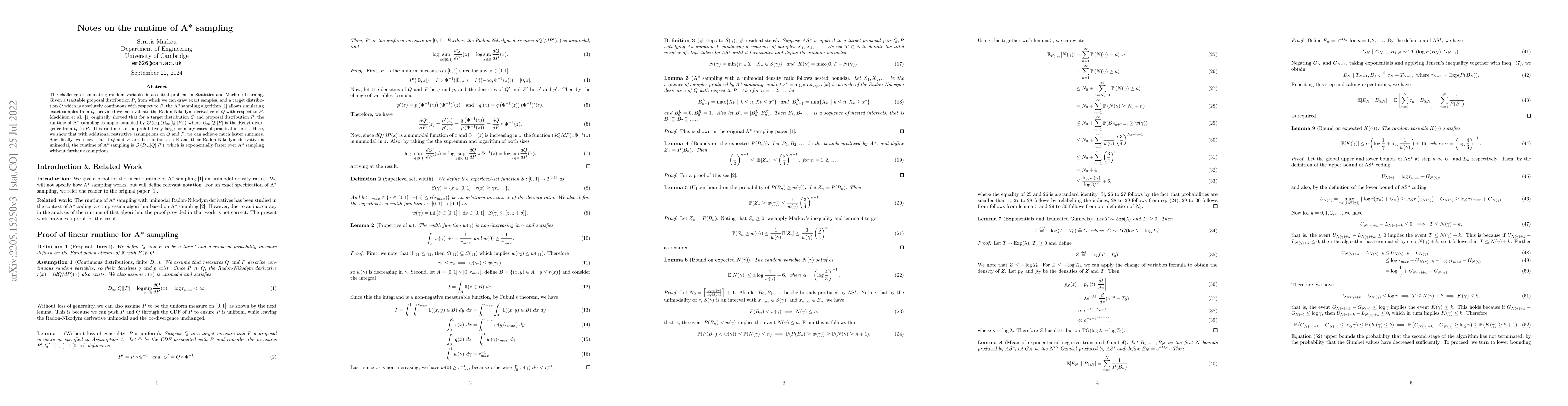 Thumbnail for Notes on the runtime of A* sampling