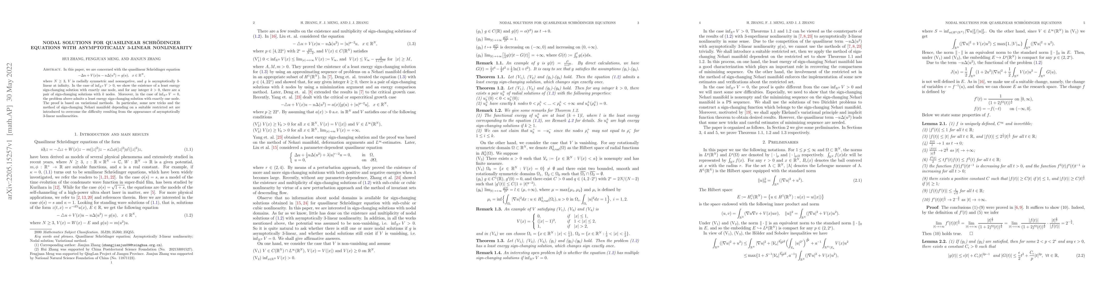 Thumbnail for Nodal solutions for quasilinear Schr\"{o}dinger equations with
  asymptotically 3-linear nonlinearity