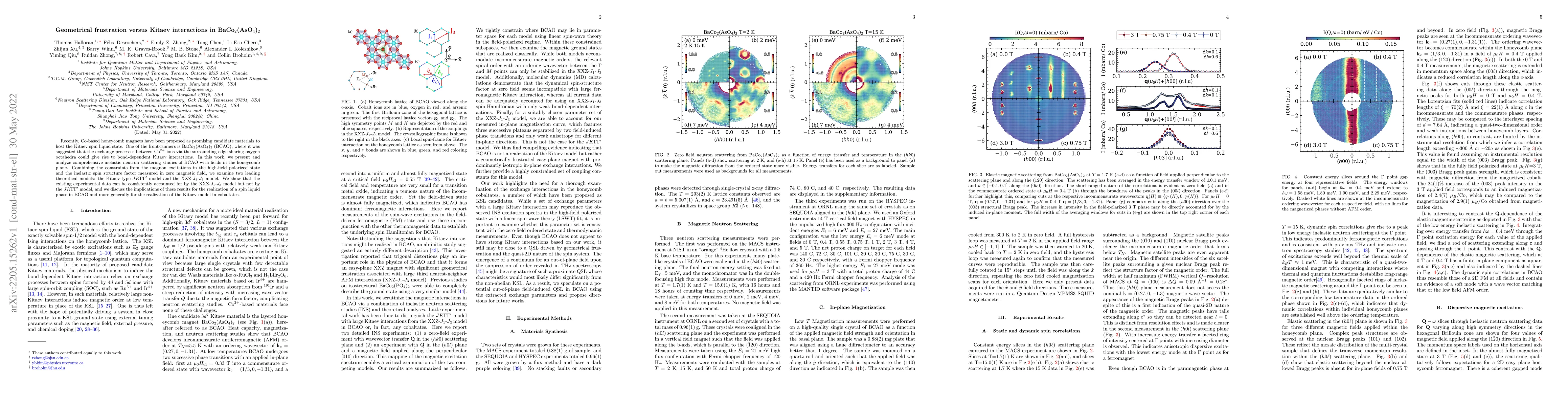 Thumbnail for Geometrical frustration versus Kitaev interactions in
  BaCo$_2$(AsO$_4$)$_2$