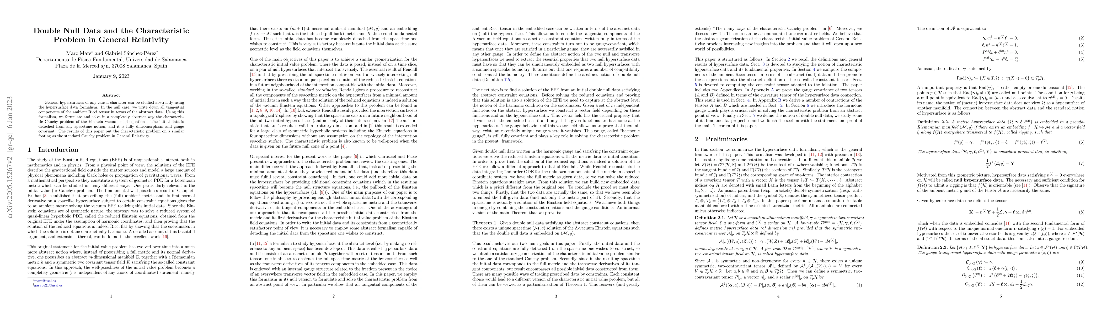Thumbnail for Double Null Data and the Characteristic Problem in General Relativity