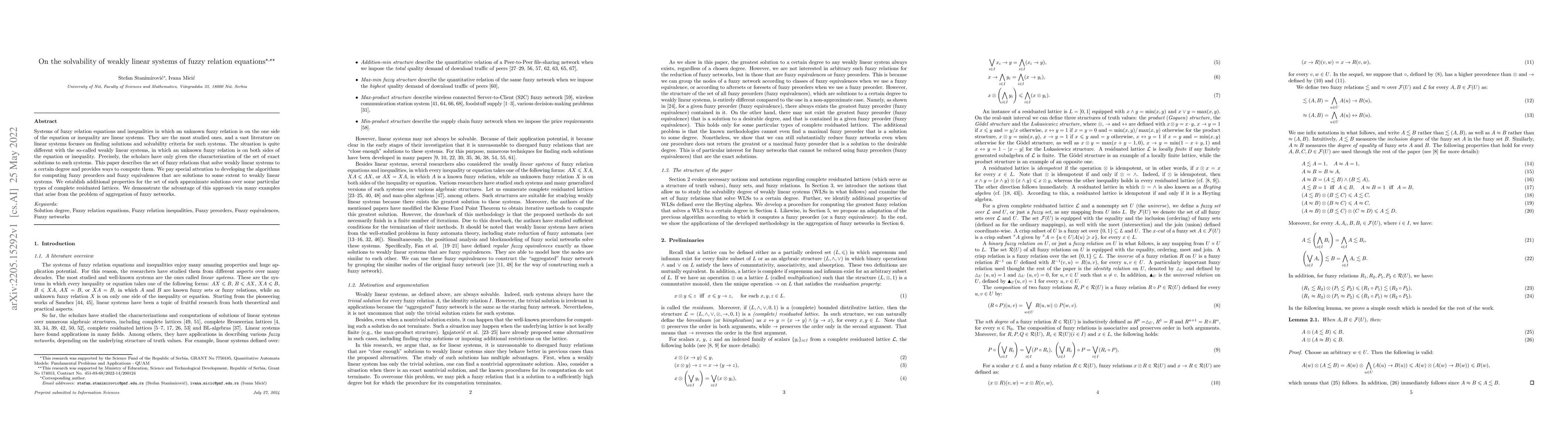 Thumbnail for On the solvability of weakly linear systems of fuzzy relation equations
