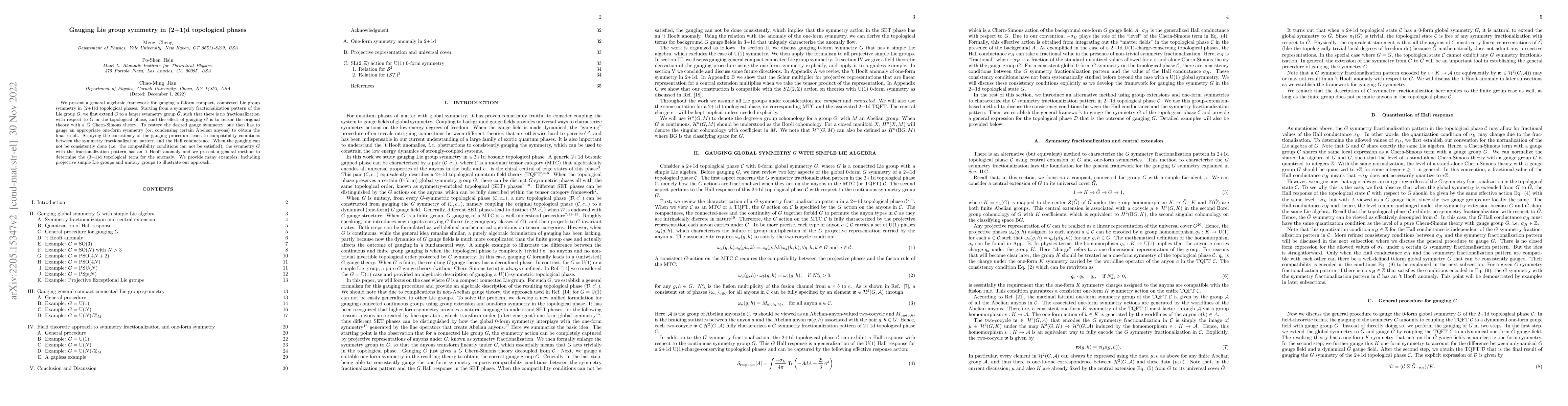 Thumbnail for Gauging Lie group symmetry in (2+1)d topological phases