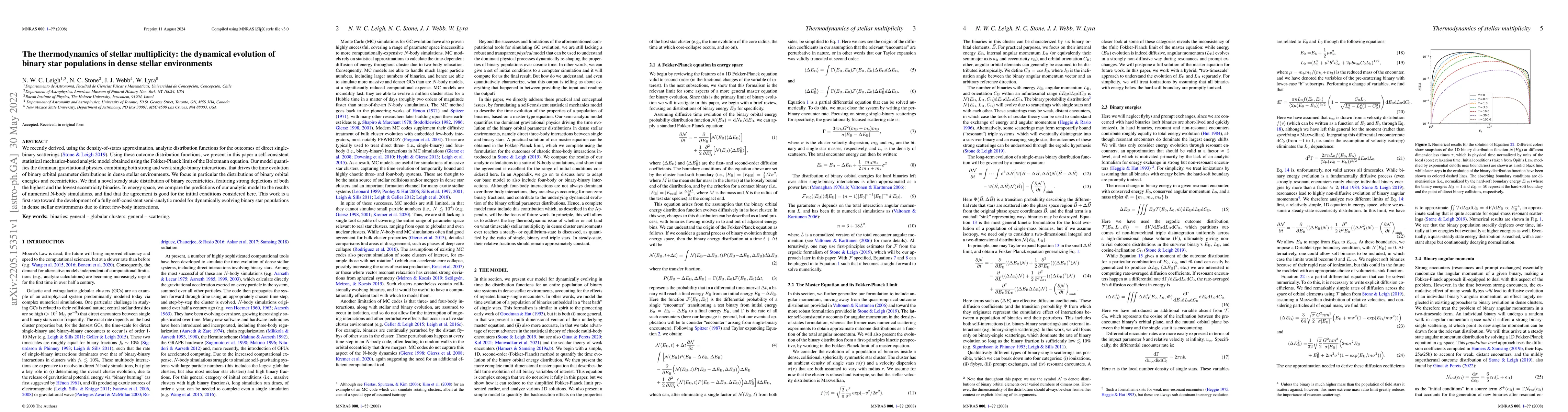 Thumbnail for The thermodynamics of stellar multiplicity: dynamical evolution of
  binary star populations in dense stellar environments