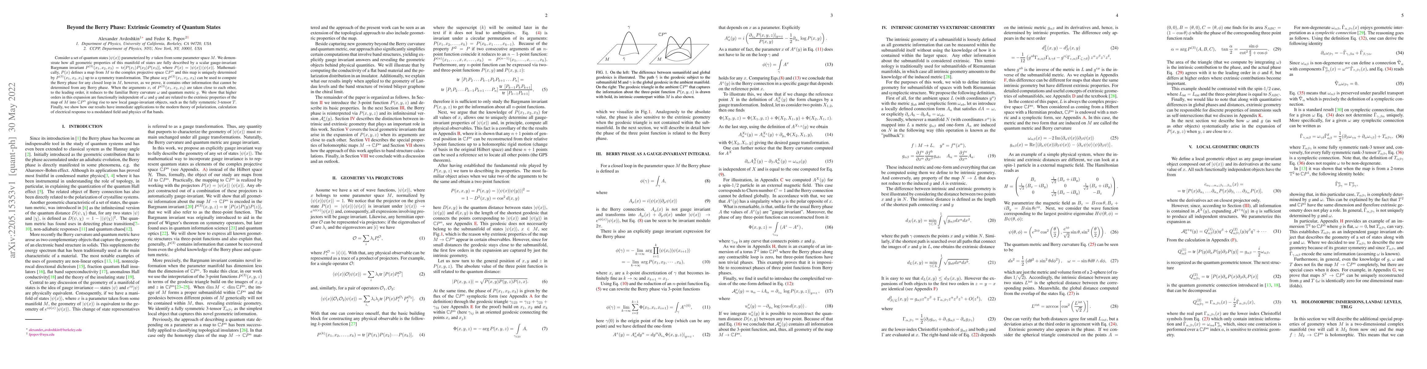 Thumbnail for Beyond the Berry Phase: Extrinsic Geometry of Quantum States