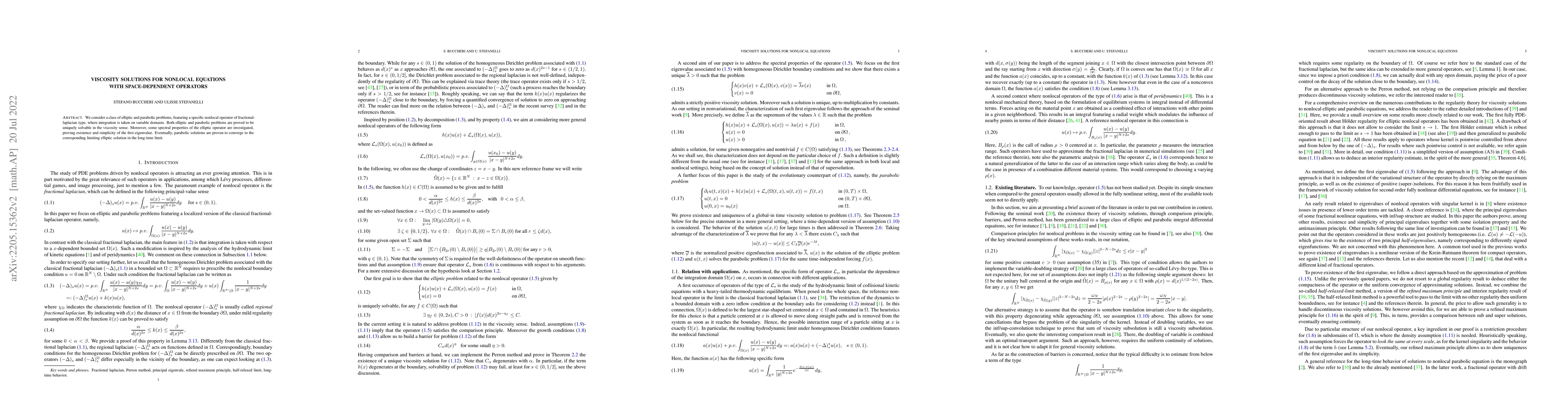 Thumbnail for Viscosity solutions for nonlocal equations with space-dependent
  operators