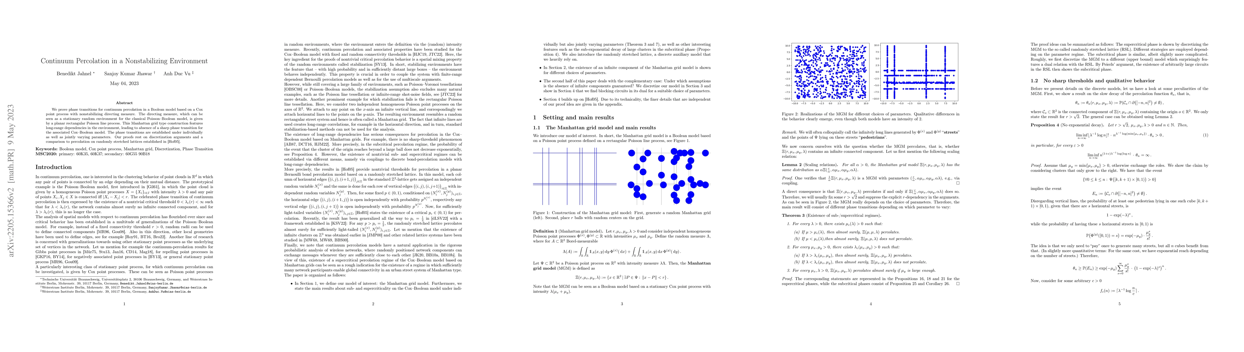 Thumbnail for Continuum Percolation in a Nonstabilizing Environment