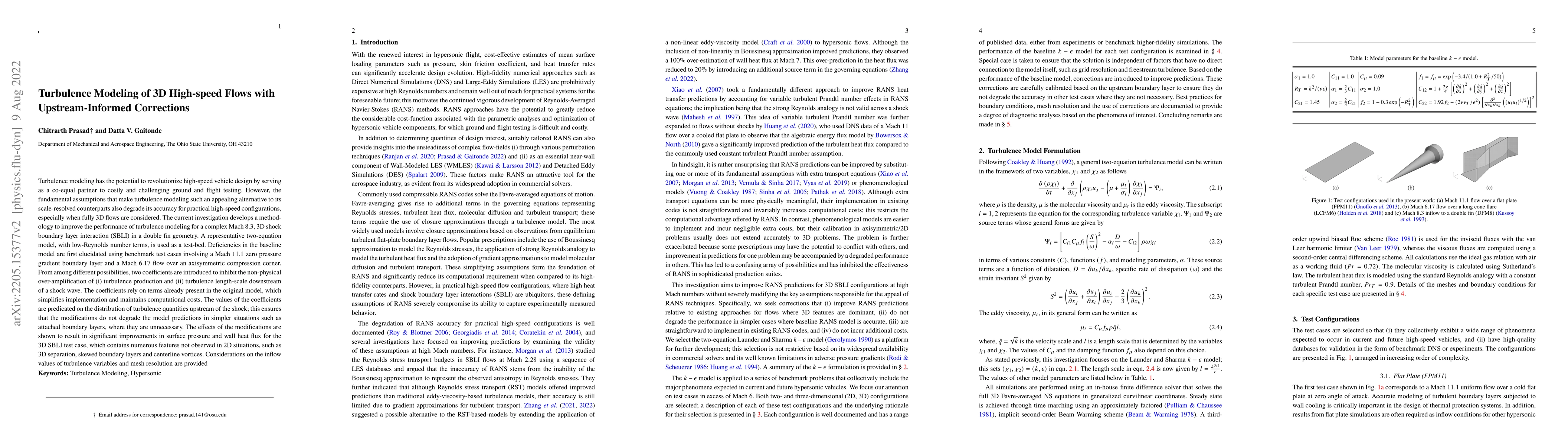 Thumbnail for Turbulence Modeling of 3D High-speed Flows with Upstream-Informed
  Corrections