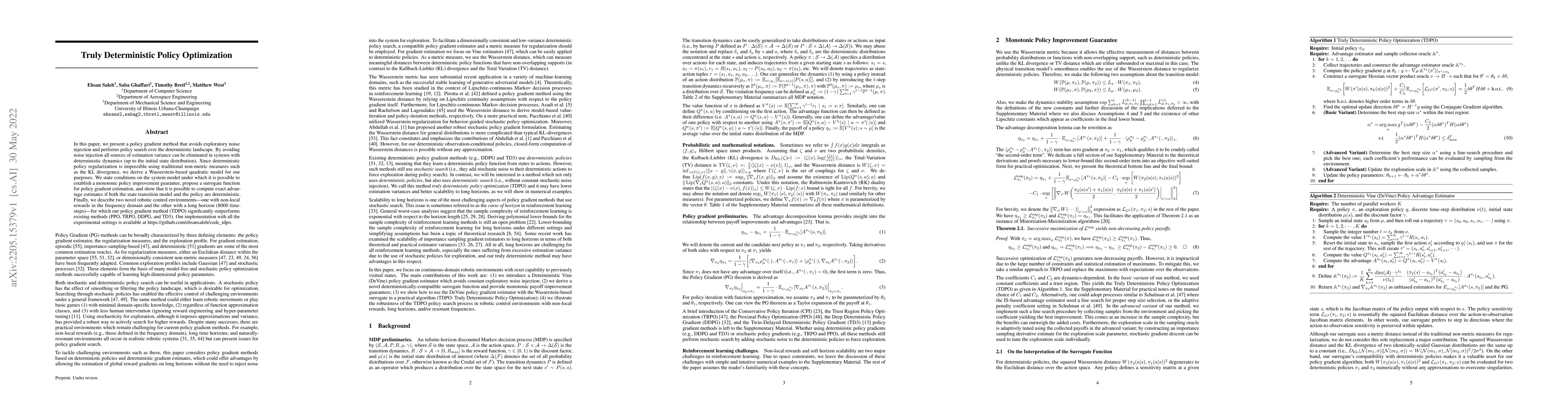 Thumbnail for Truly Deterministic Policy Optimization