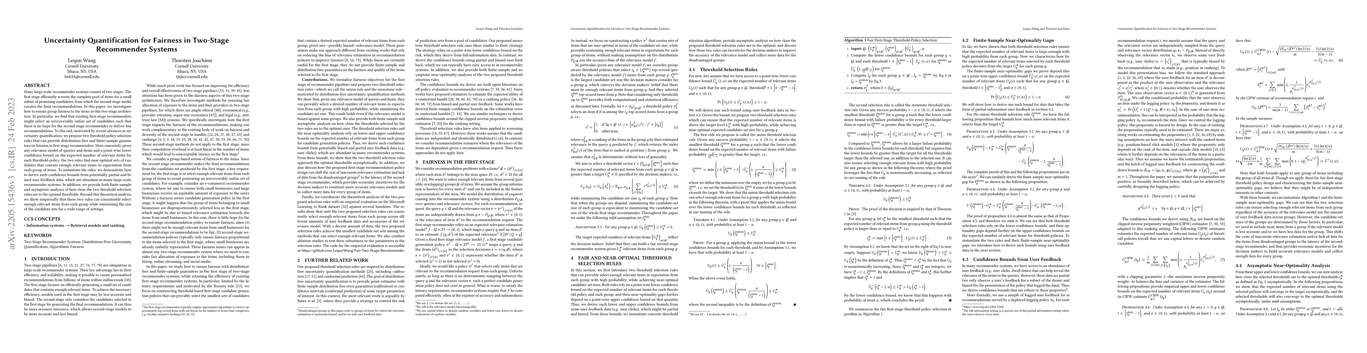 Thumbnail for Uncertainty Quantification for Fairness in Two-Stage Recommender Systems