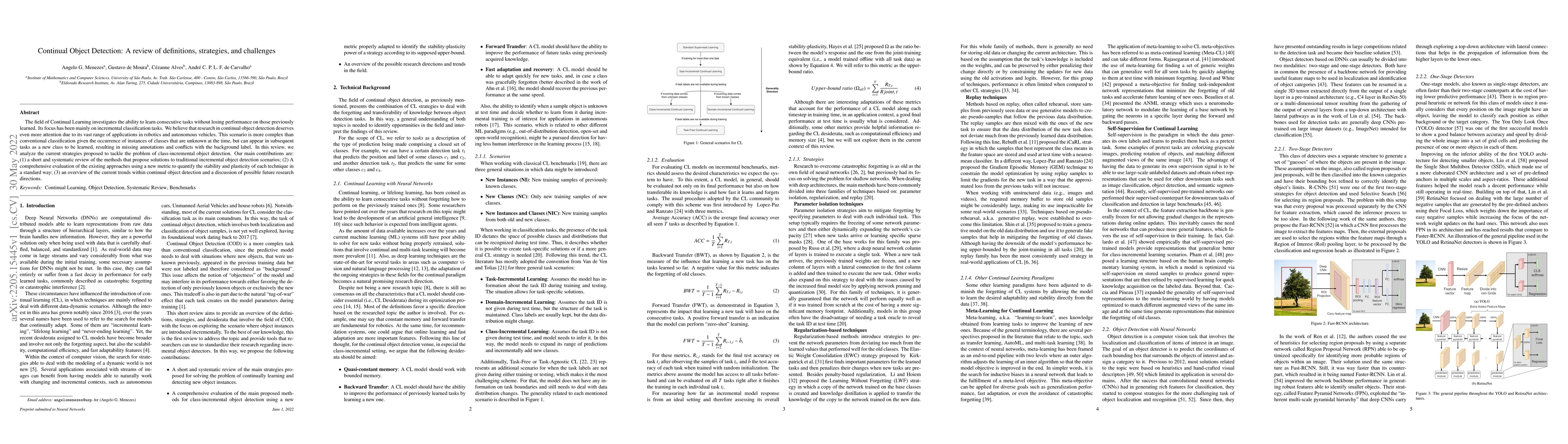 Thumbnail for Continual Object Detection: A review of definitions, strategies, and
  challenges