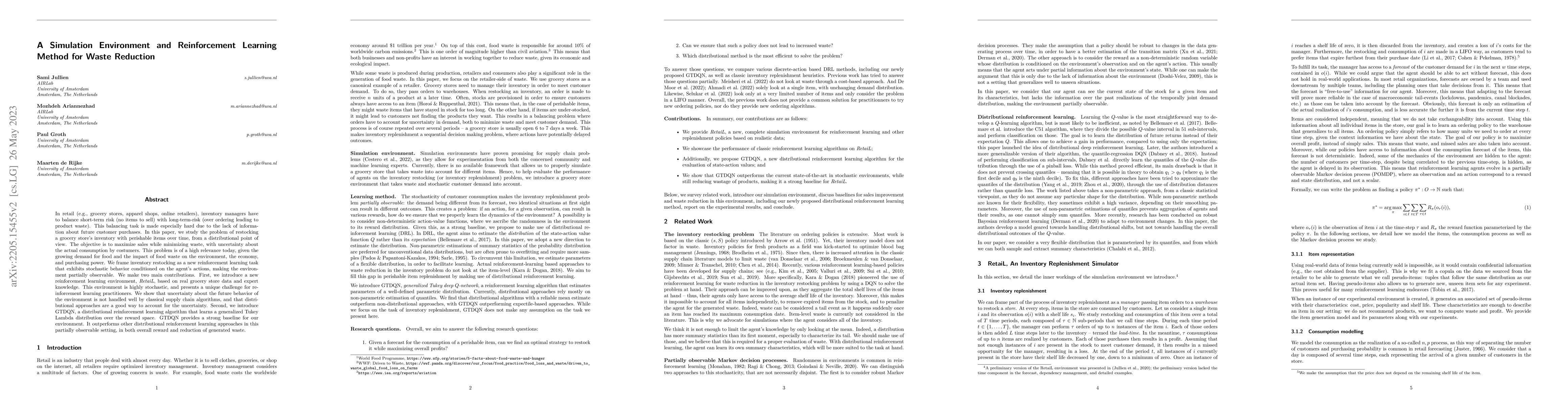 Thumbnail for A Simulation Environment and Reinforcement Learning Method for Waste
  Reduction