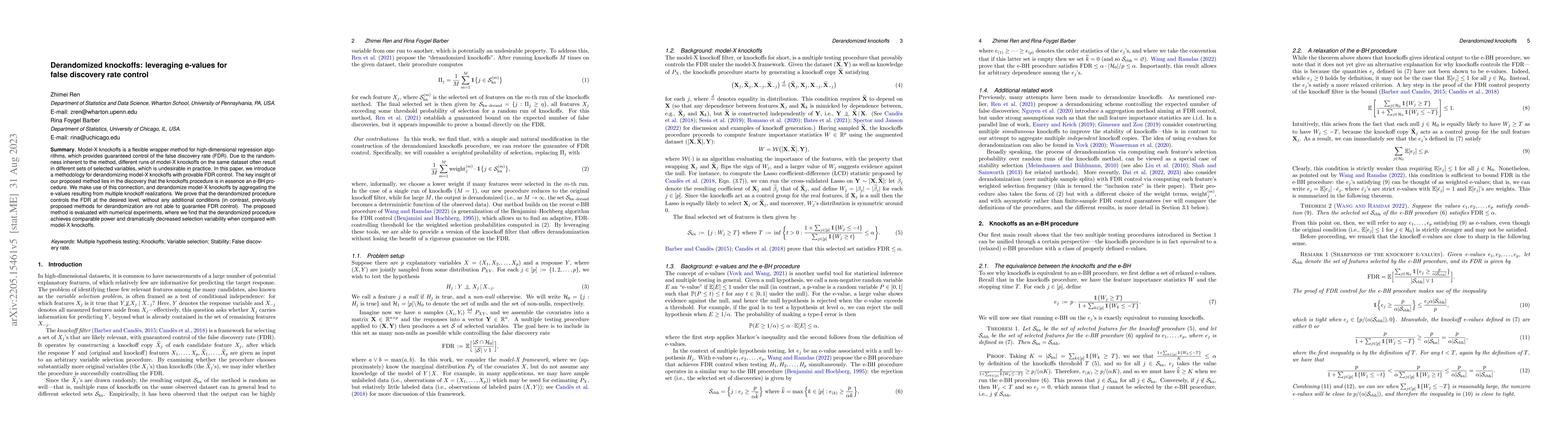 Thumbnail for Derandomized knockoffs: leveraging e-values for false discovery rate
  control