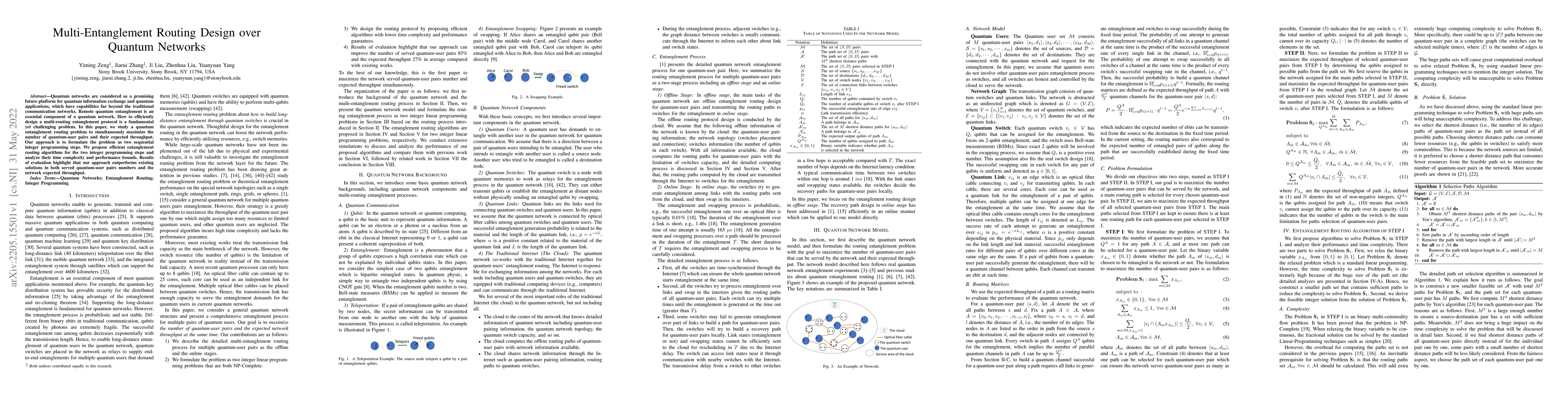 Thumbnail for Multi-Entanglement Routing Design over Quantum Networks