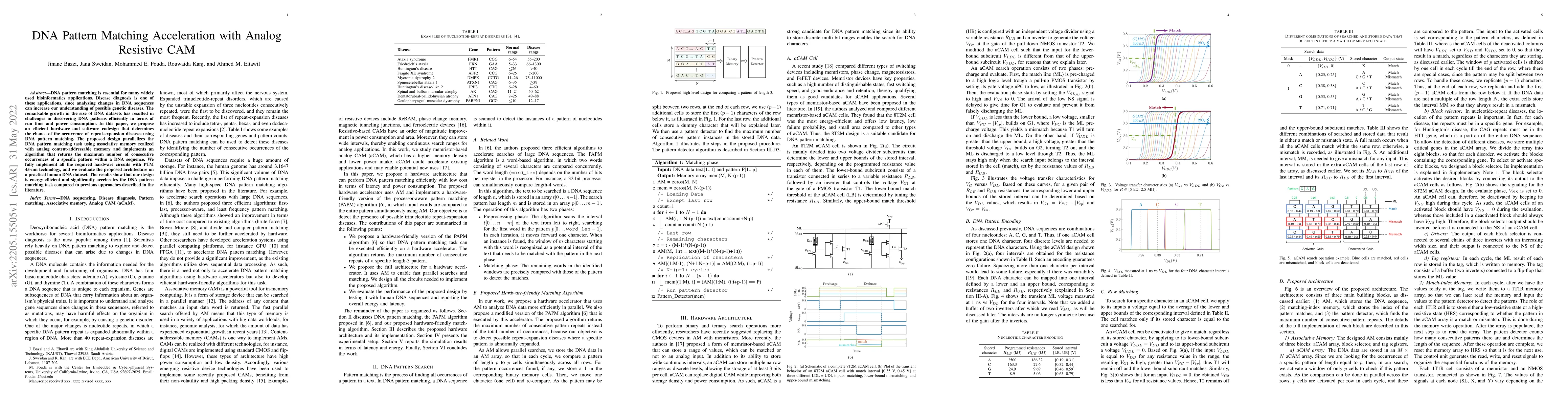 Thumbnail for DNA Pattern Matching Acceleration with Analog Resistive CAM