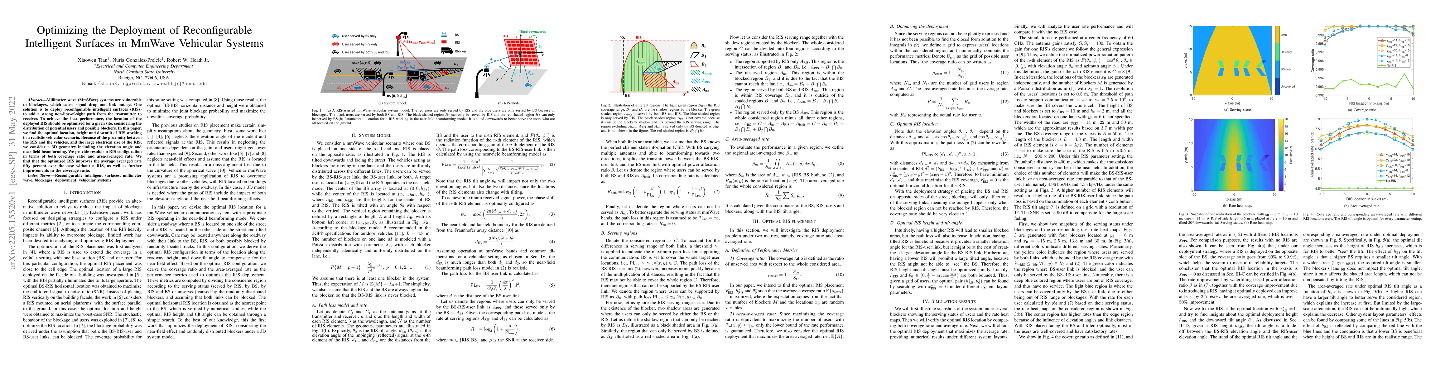 Thumbnail for Optimizing the Deployment of Reconfigurable Intelligent Surfaces in
  MmWave Vehicular Systems